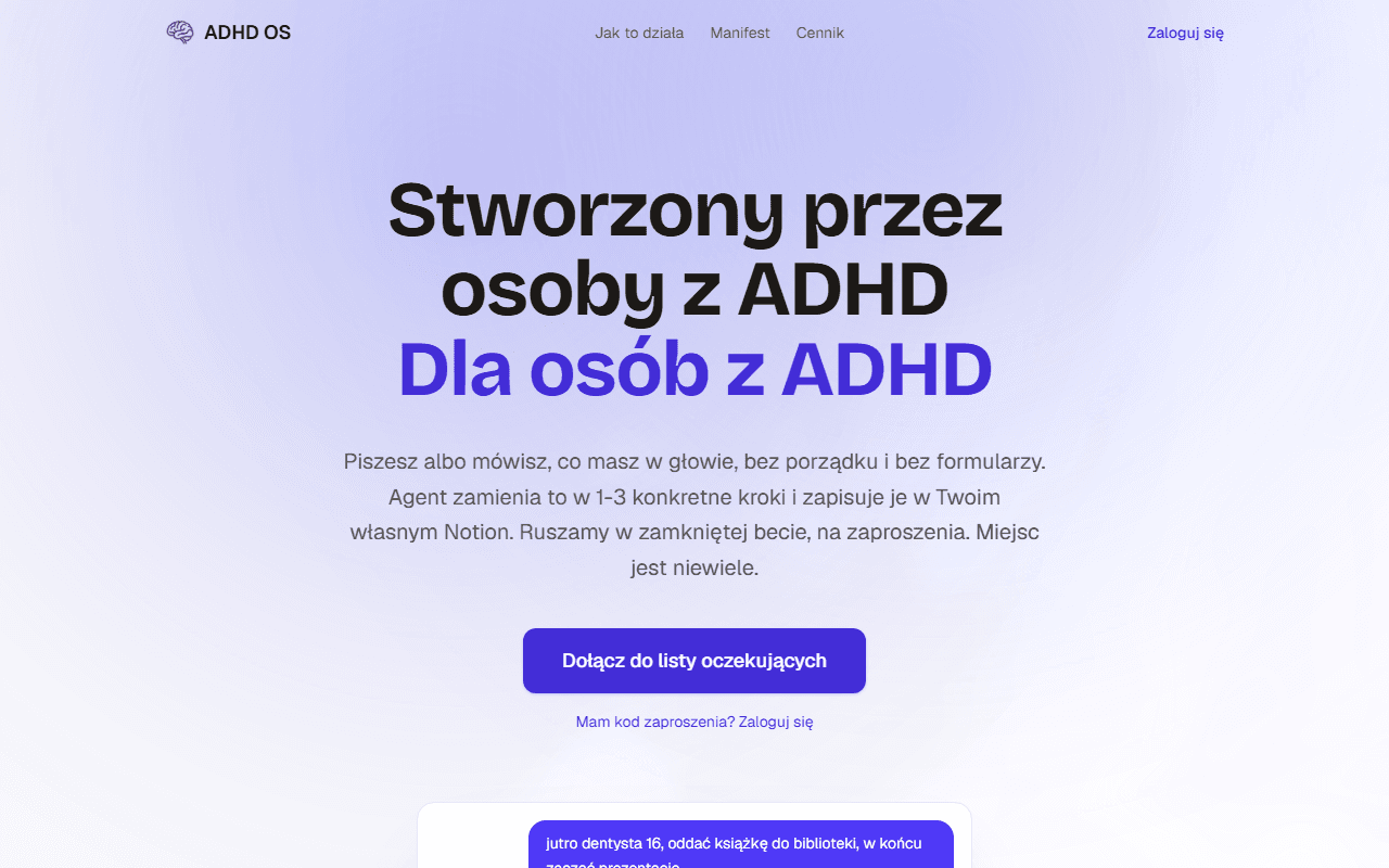 Zrzut ekranu ADHD OS