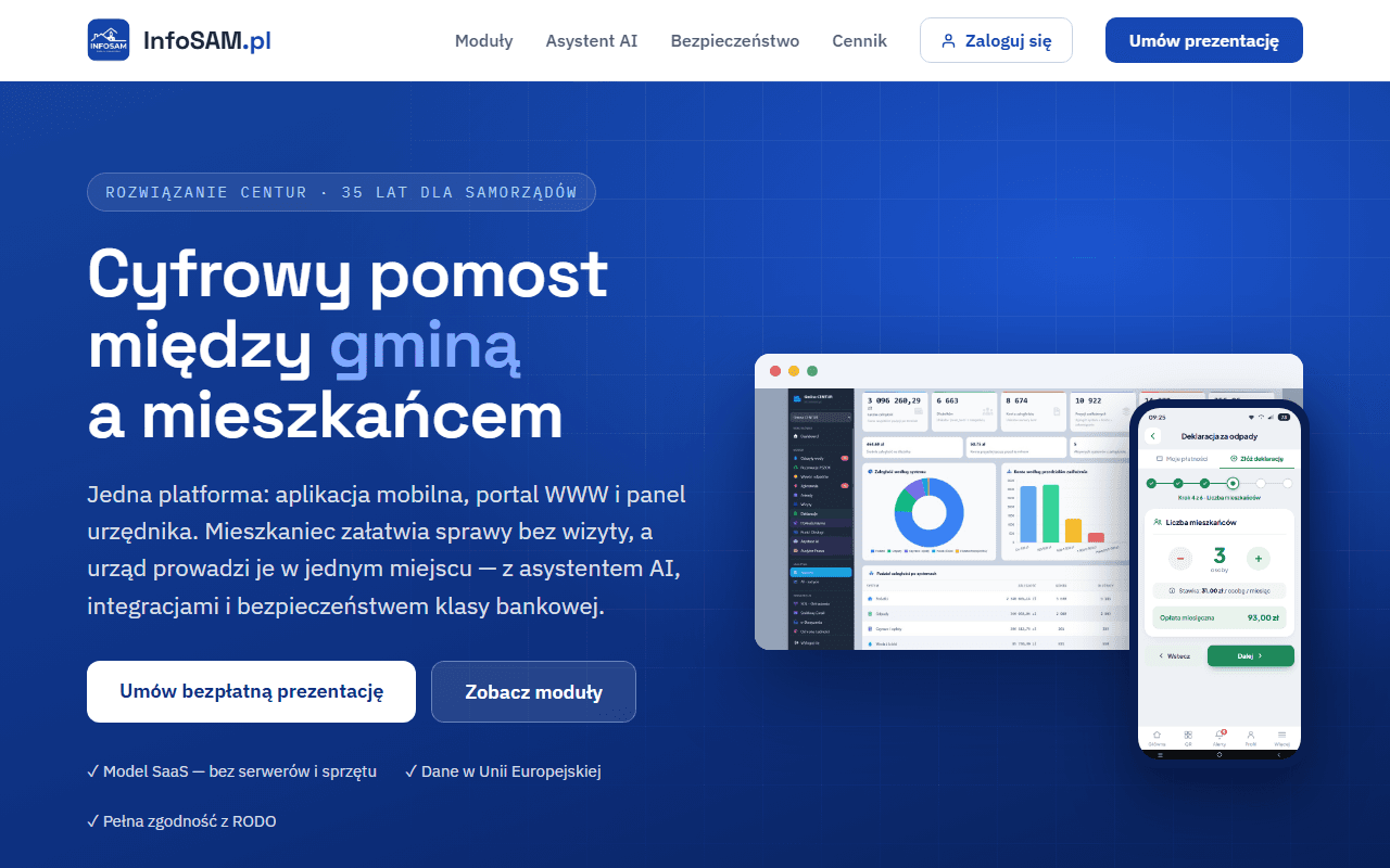 Zrzut ekranu infoSAM