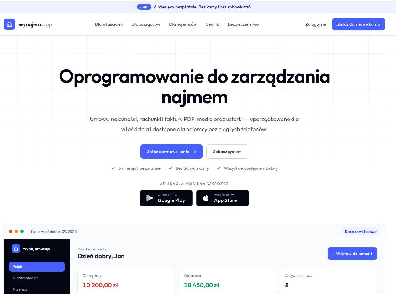 Zrzut ekranu Wynajem.app